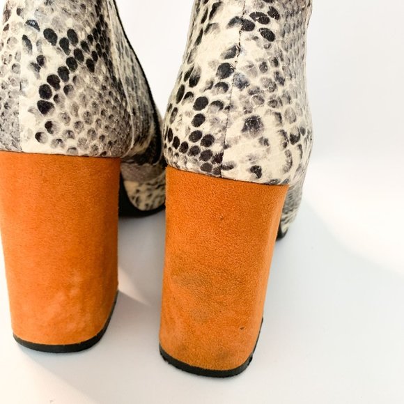 Shelly London snake print block heel tan boots 39 - Picture 3 of 7